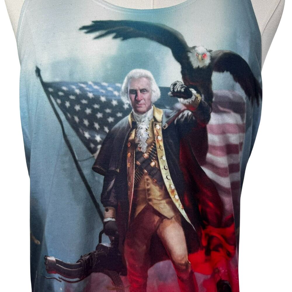AMERICAN APPAREL Men's Medium Sublimation Tank George Washington Eagle‎ USA Art